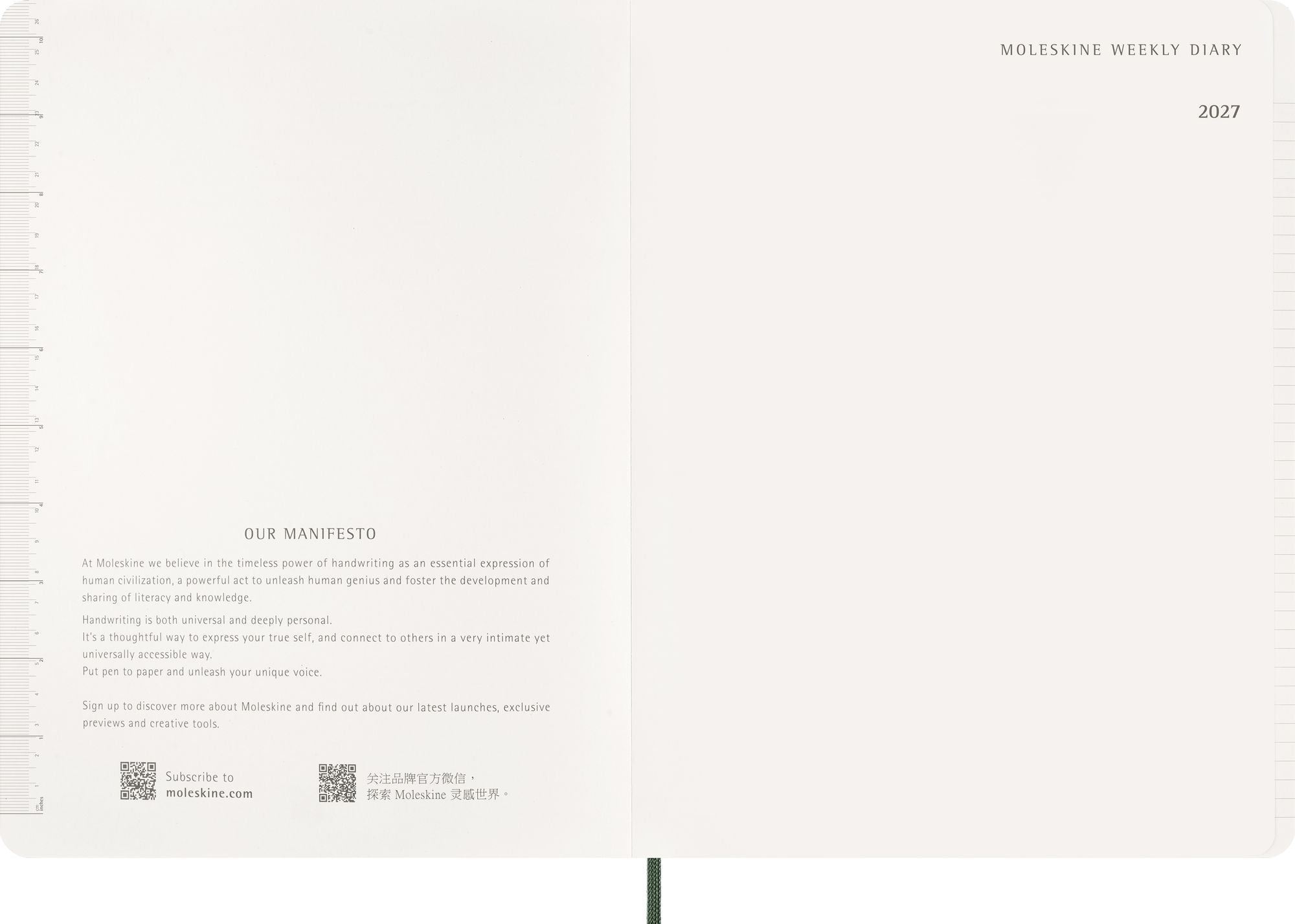 2027 Moleskine 15-Month Essential Planner. Soft Cover. Weekly Vertical. XXL (8.5 x 11). Myrtle Green. 128 pages - Image 3
