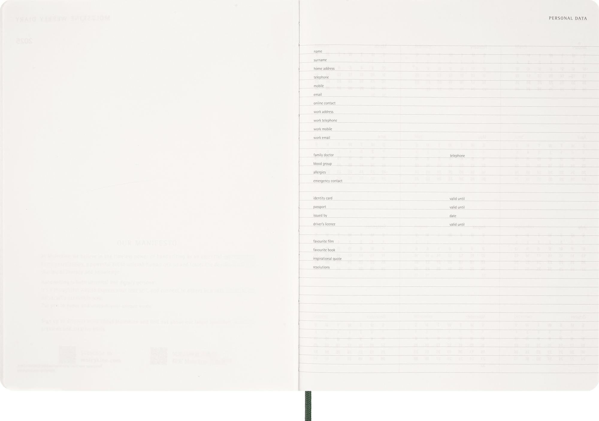2027 Moleskine 15-Month Essential Planner. Soft Cover. Weekly Vertical. XXL (8.5 x 11). Myrtle Green. 128 pages - Image 4
