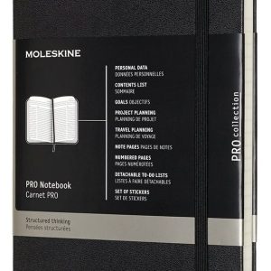 Moleskine Professional Notebook. Large. Black. Hard Cover (5 x 8.25)