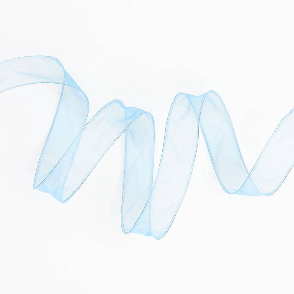 Light Blue Organdy Wired Ribbon 1 10 YD
