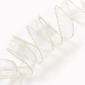 Pearle Cream Wired Ribbon 1.5 5YD