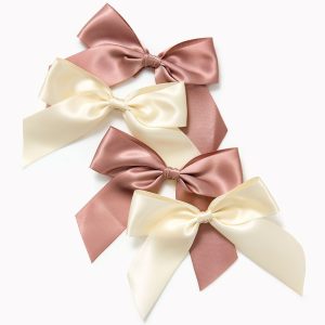 Pink & Ivory Satin Bows Set of 4