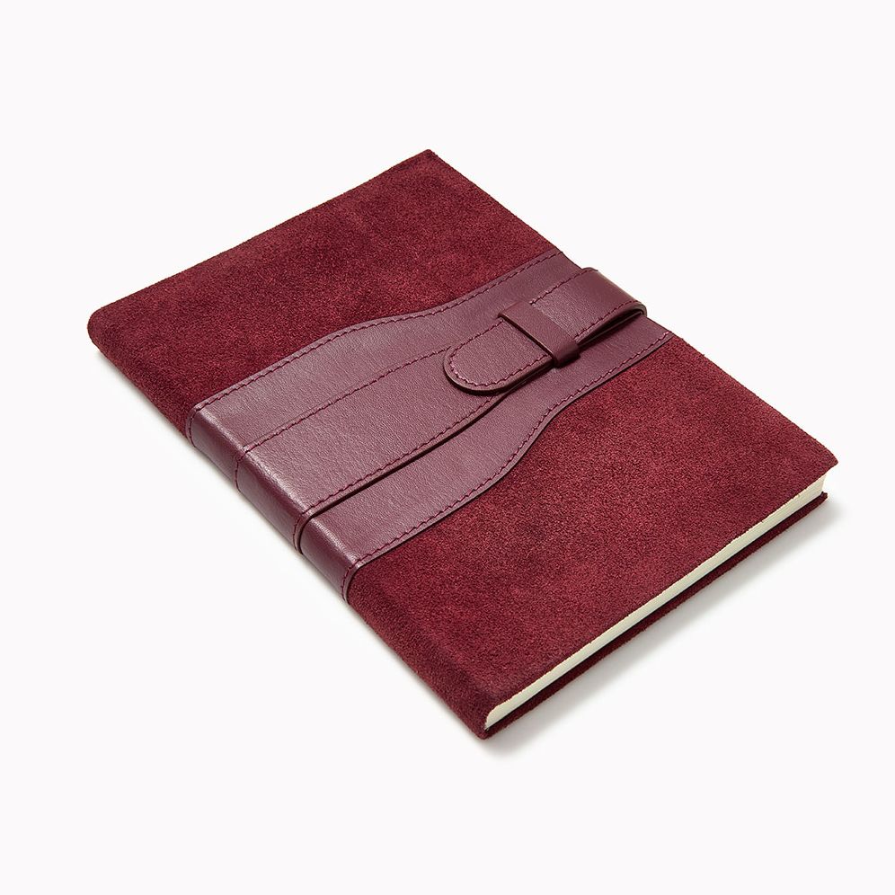 Burgundy Belted Suede Leather Journal - Image 2