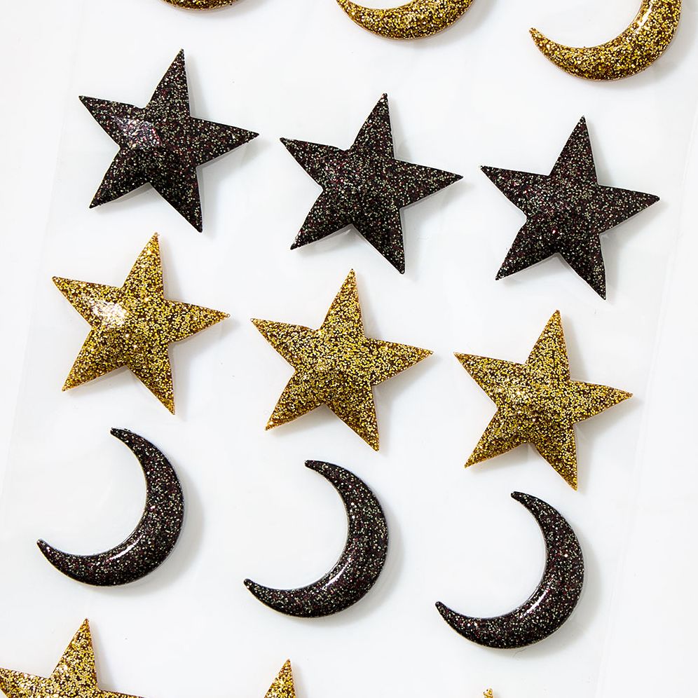 Mini Glitter Moon & Star Sticker Sheet - Image 2
