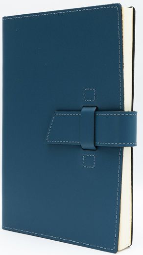 Blue Leather Journal with Leather Flap Closure and Lined Pages - Image 2