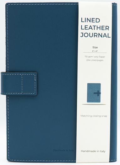 Blue Leather Journal with Leather Flap Closure and Lined Pages - Image 3