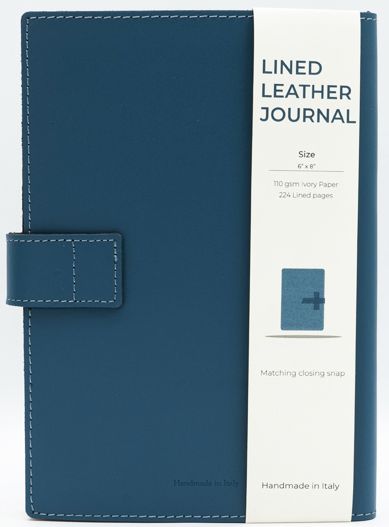 Blue Leather Journal with Leather Flap Closure and Lined Pages - Image 5