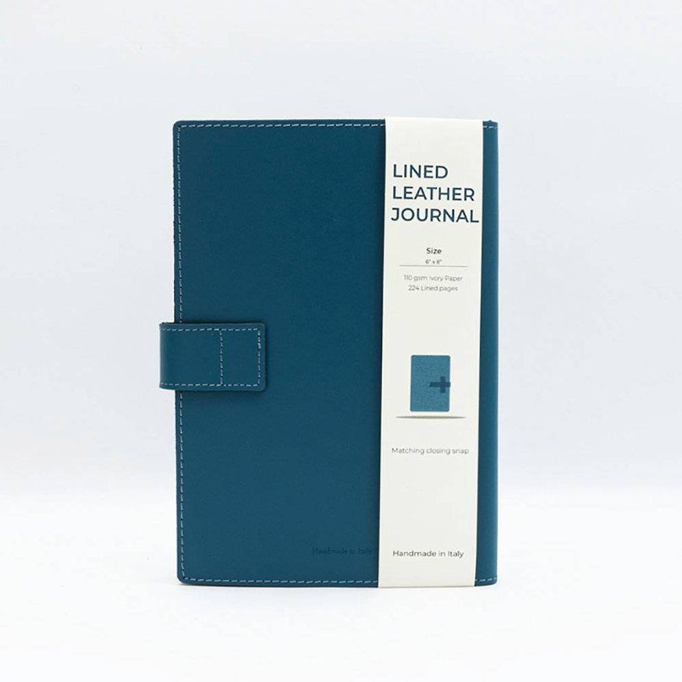 Blue Leather Journal with Leather Flap Closure and Lined Pages - Image 8