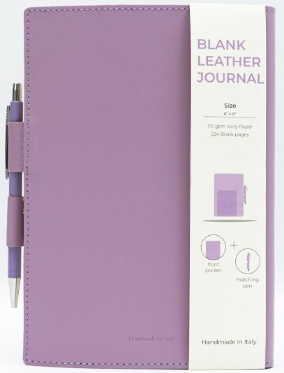 Purple Leather Journal with pen included and Blank Pages - Image 3
