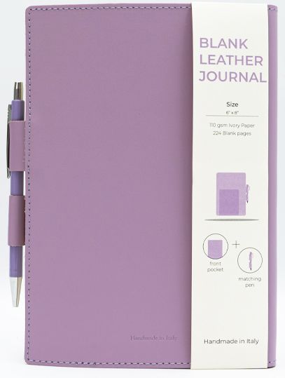 Purple Leather Journal with pen included and Blank Pages - Image 6