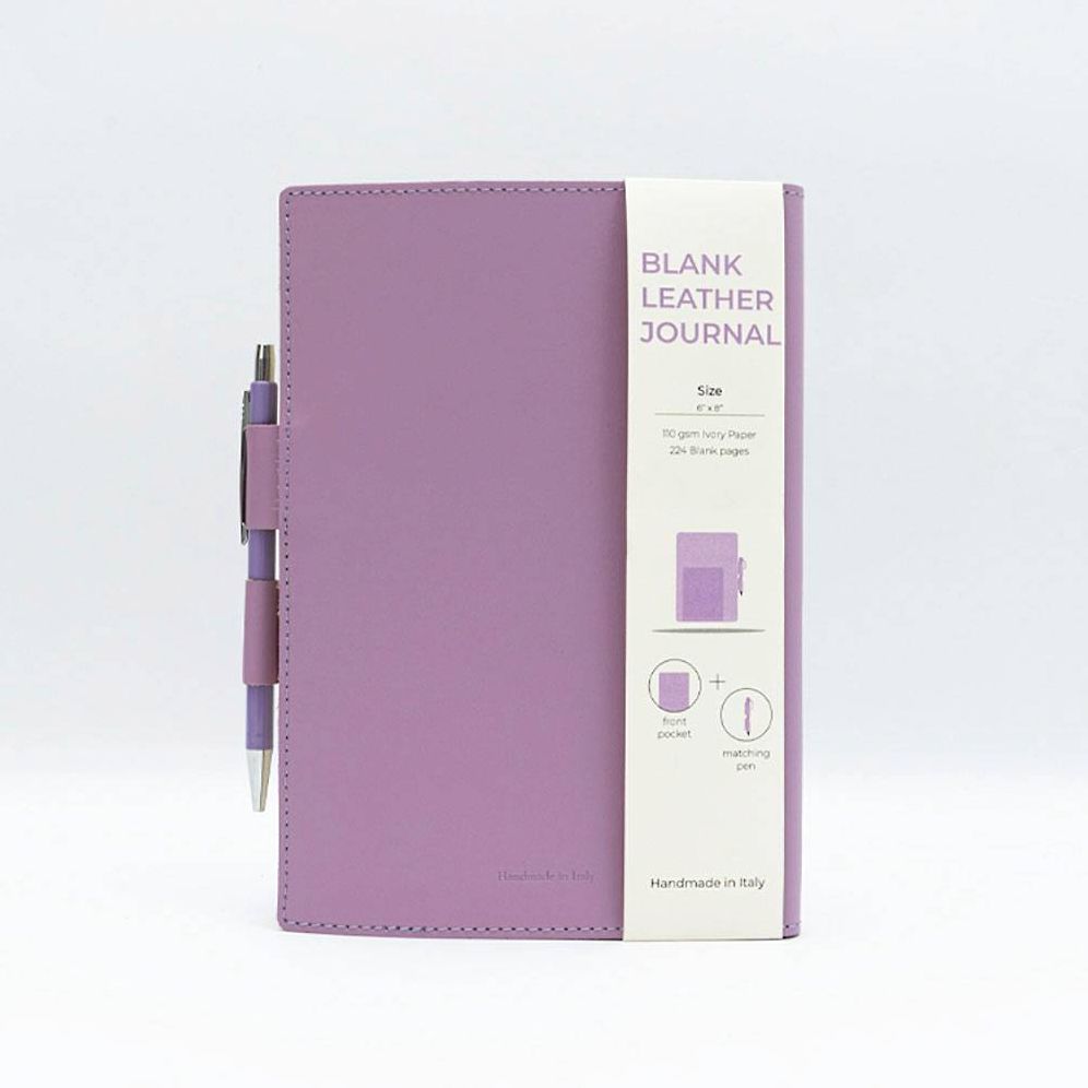Purple Leather Journal with pen included and Blank Pages - Image 10