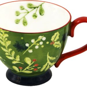 Winter Green Floral Teacup