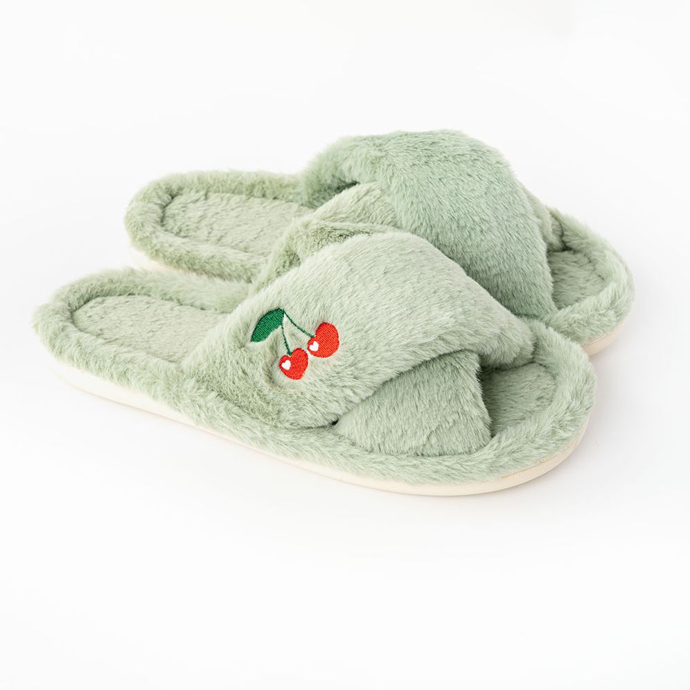 Furry Embroidered Slippers - Image 3