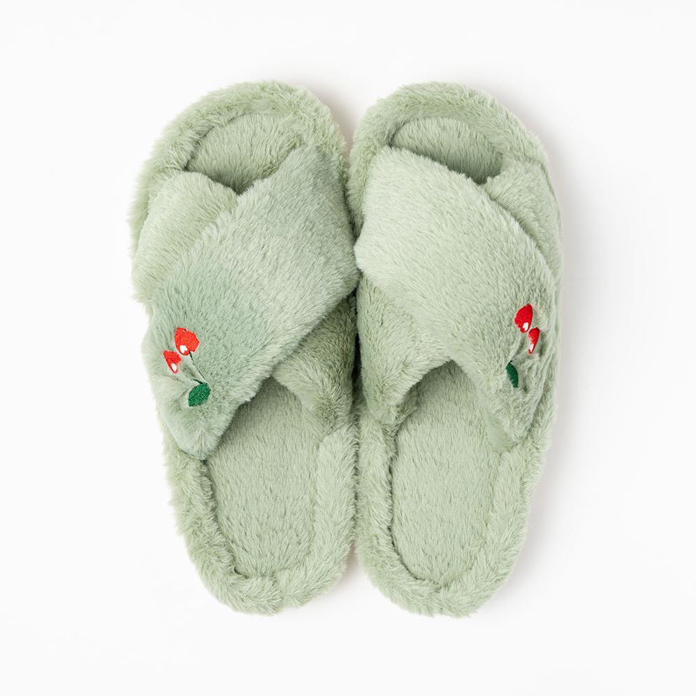 Furry Embroidered Slippers - Image 5