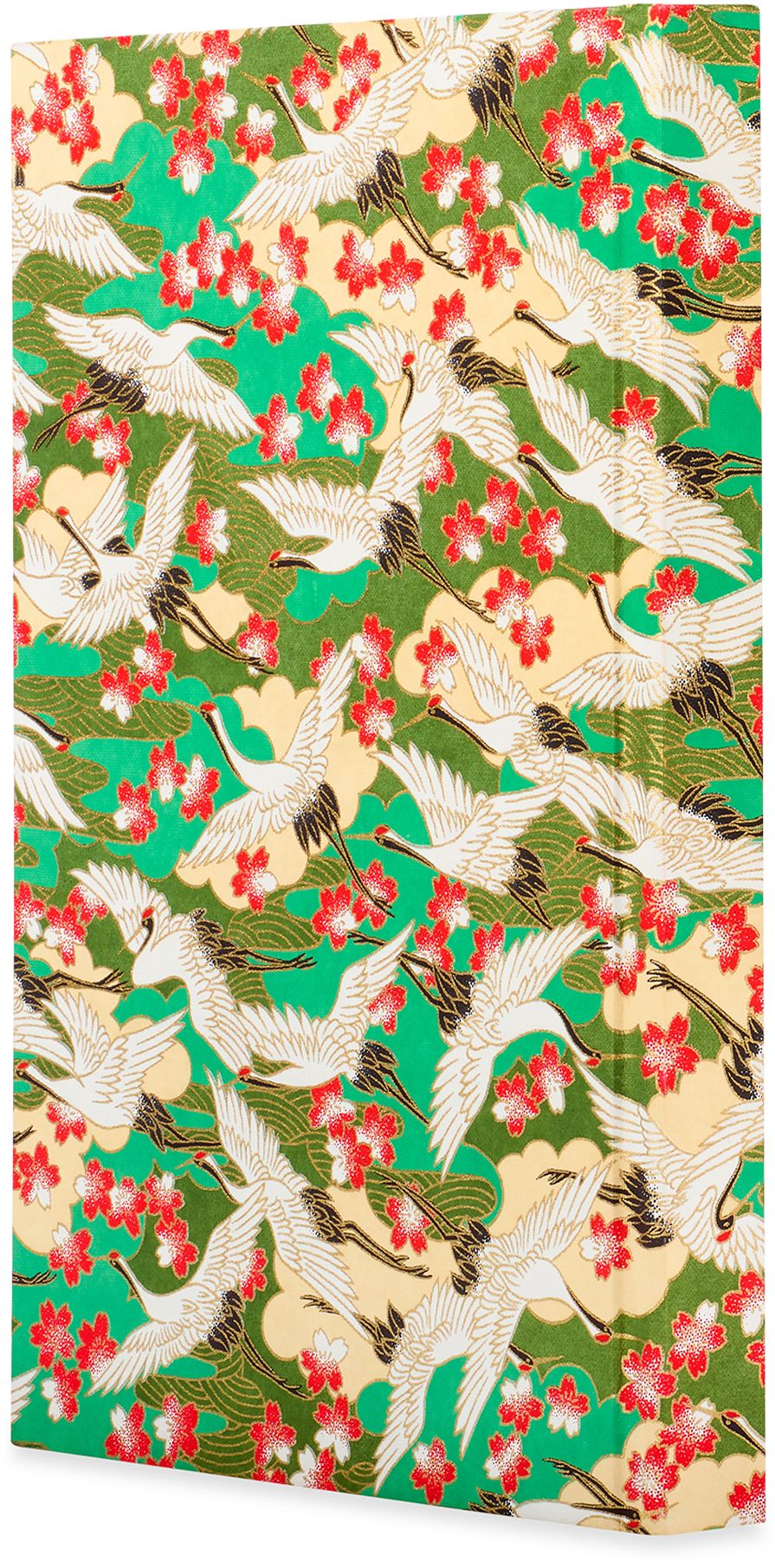 Essential Medium Lined Notebook Red Blossom / Cranes / Green - Image 2