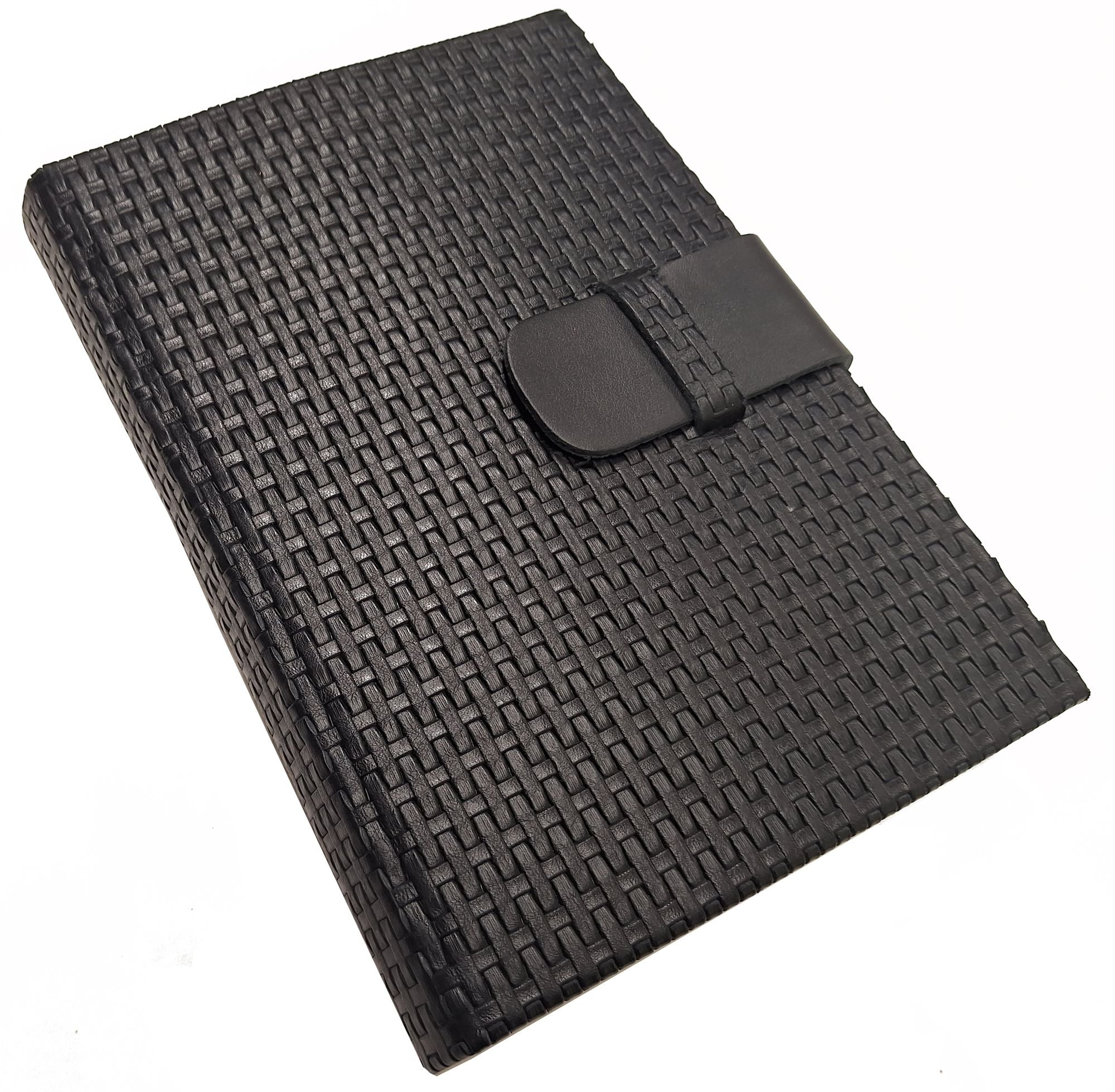 Black Woven Leather Snap Closure Journal