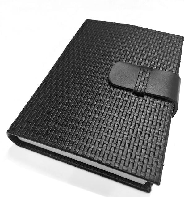 Black Woven Leather Snap Closure Journal - Image 2