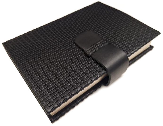 Black Woven Leather Snap Closure Journal - Image 3