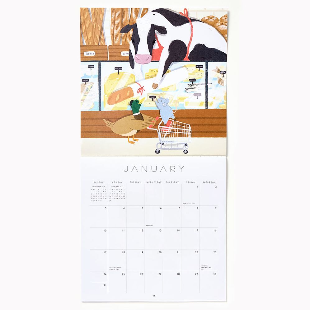 2027 Paper Source Critter Friends Wall Calendar - Image 3