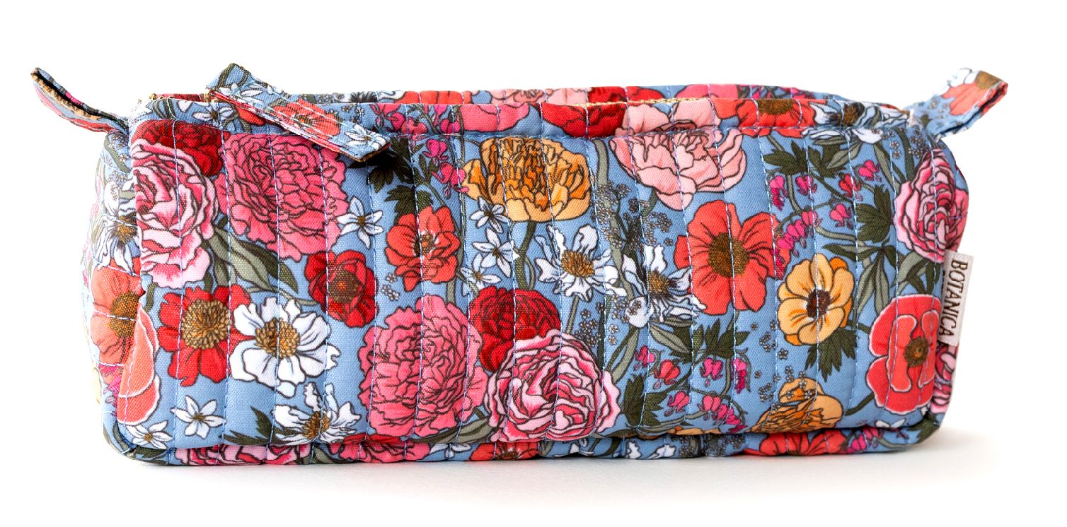 Garden Flora Cotton Quilted Pencil Pouch