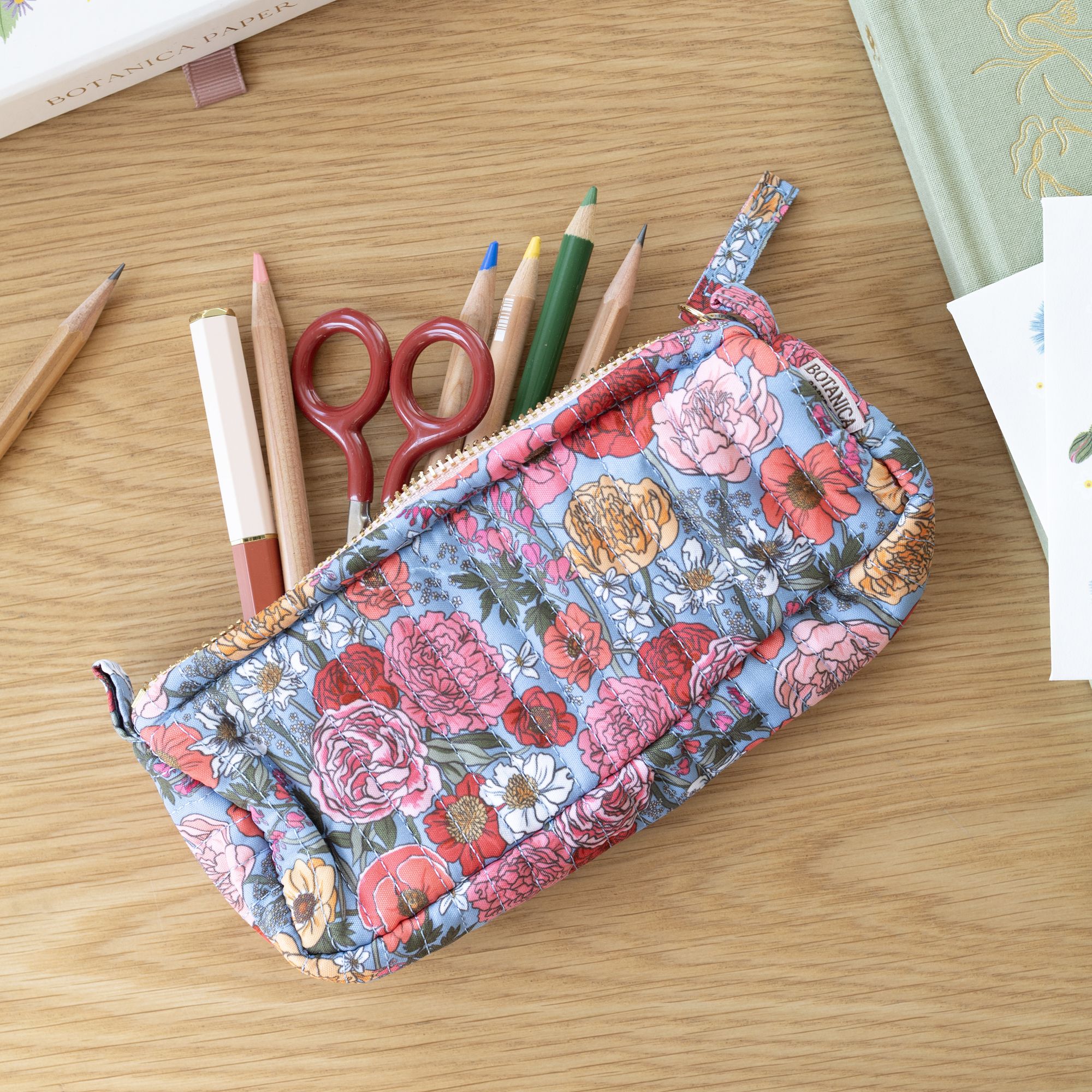 Garden Flora Cotton Quilted Pencil Pouch - Image 2