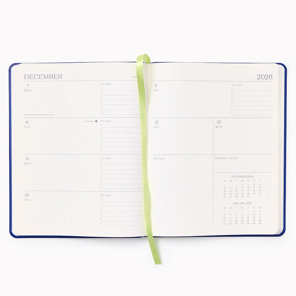 2026-2027 Paper Source Cobalt Blue Leather 18-Month Weekly Desk Planner - Image 2
