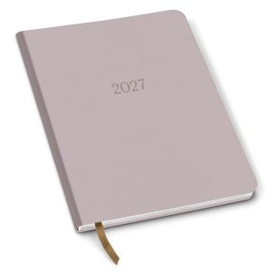 2026-2027 Paper Source Gray Lilac Leather 18-Month Weekly Desk Planner