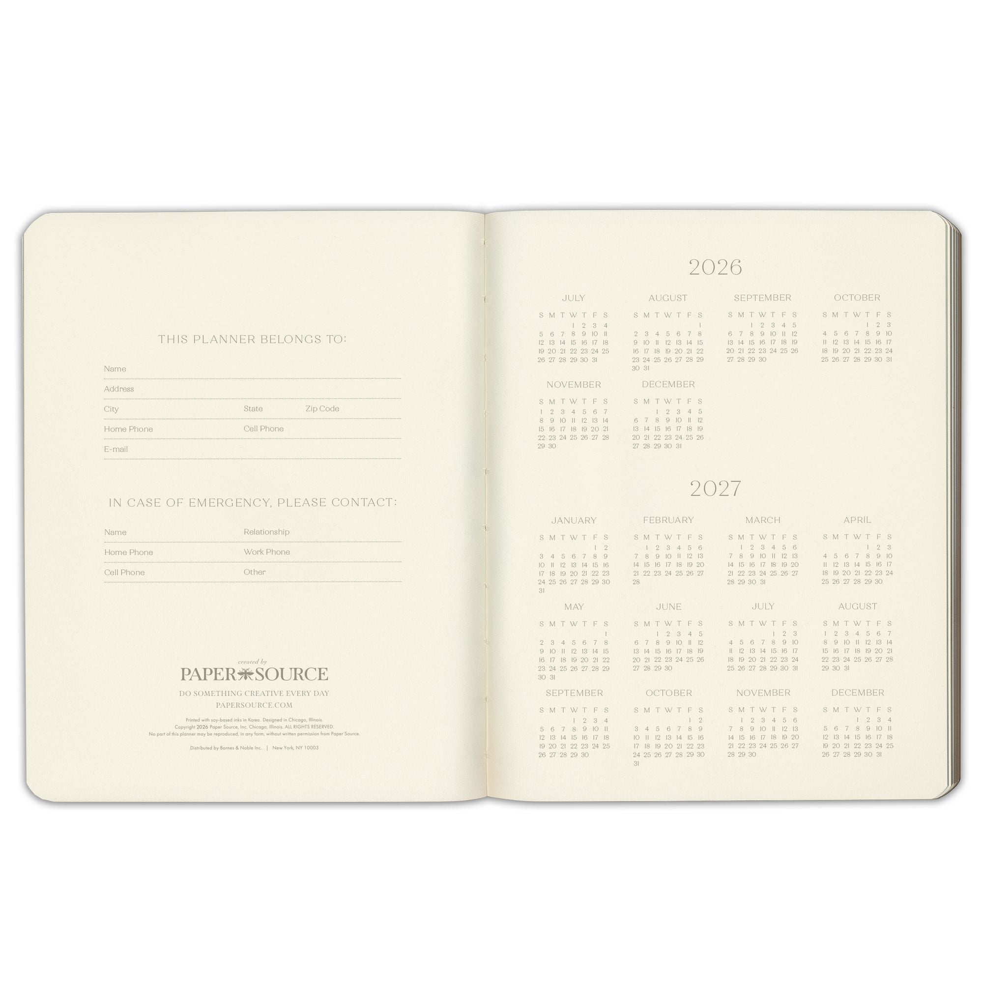 2026-2027 Paper Source Gray Lilac Leather 18-Month Weekly Desk Planner - Image 9