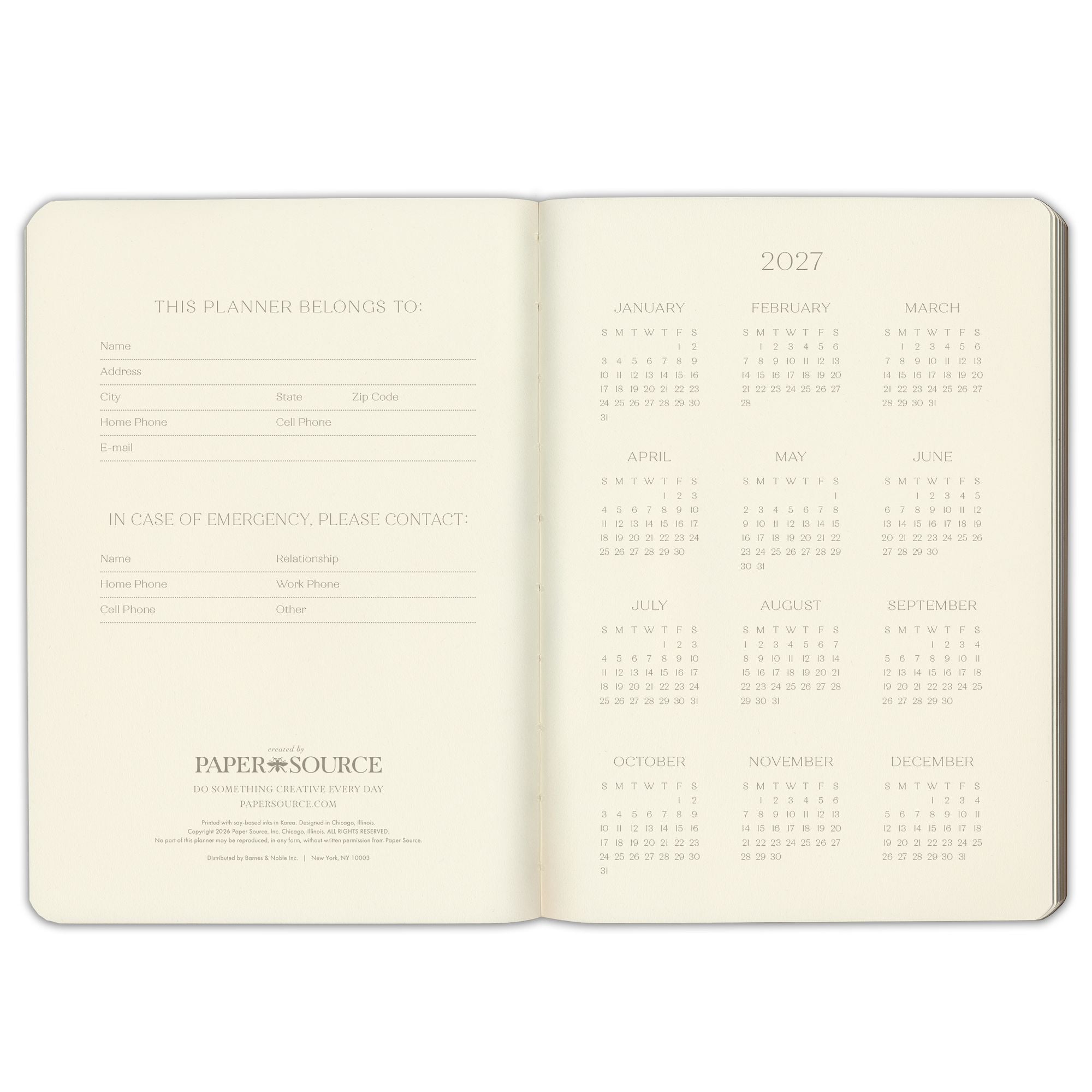 2027 Paper Source Black Weekly Desk Planner - Image 4
