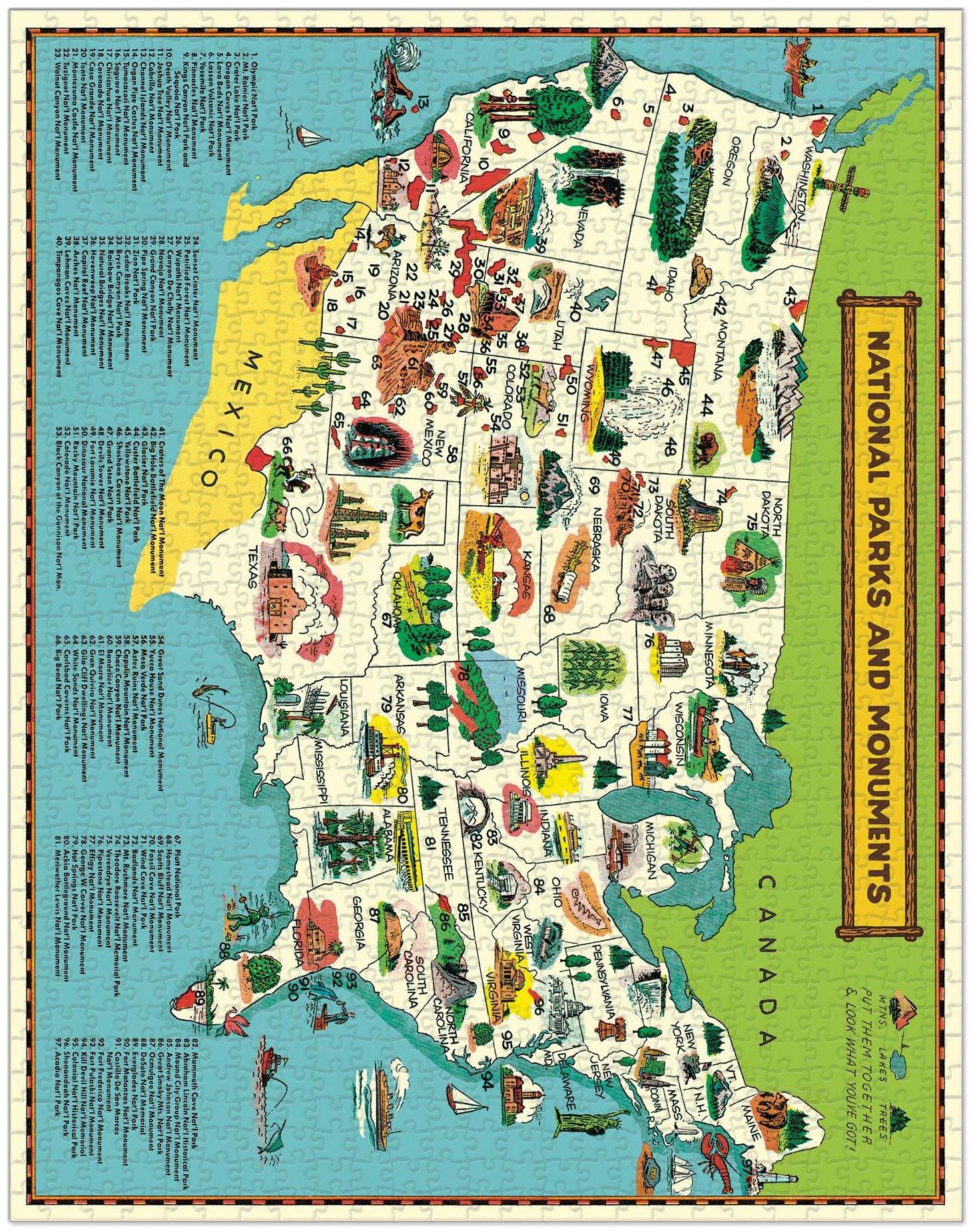 Cavallini & Co - National Parks Map 1000 Piece Jigsaw Puzzle - Image 3