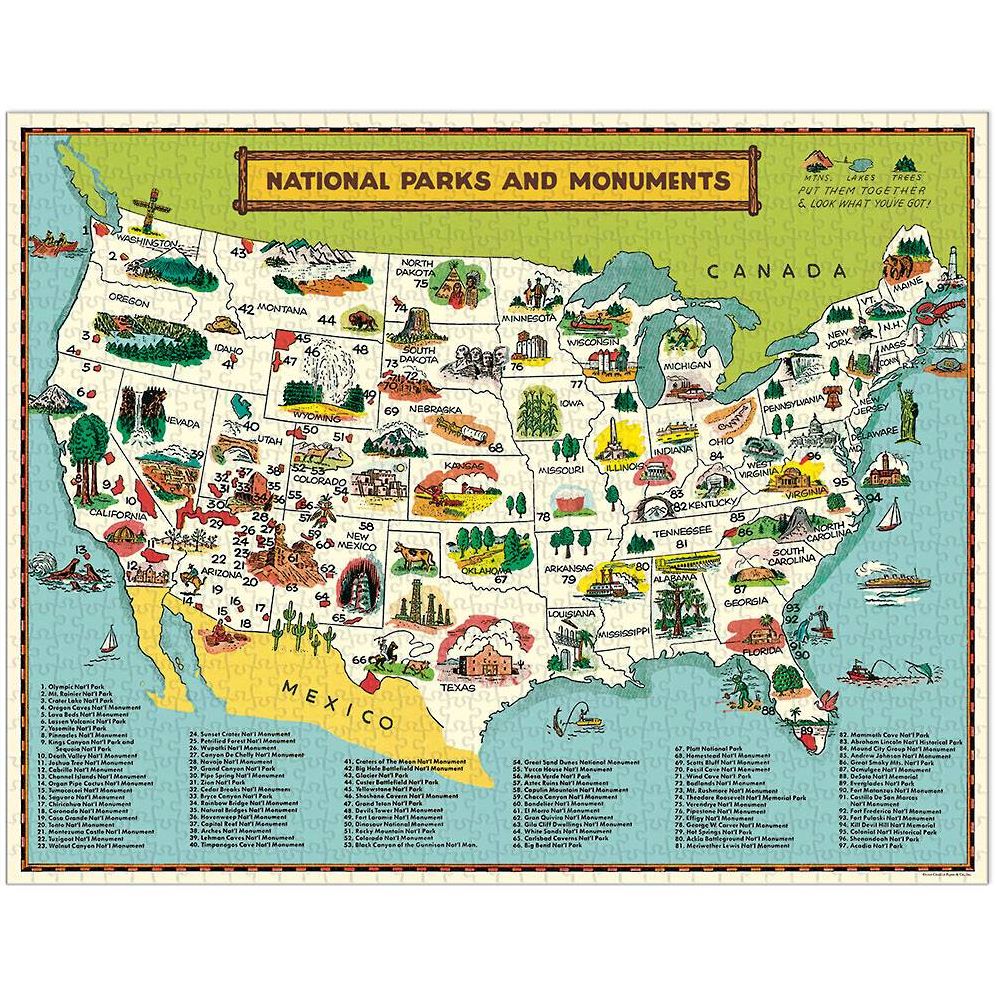 Cavallini & Co - National Parks Map 1000 Piece Jigsaw Puzzle - Image 5