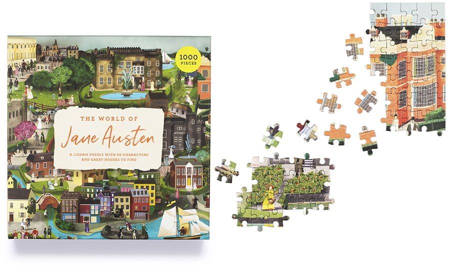The World of Jane Austen 1000 Piece Puzzle: A Jigsaw Puzzle with 60 Characters and Great Houses to Find - Image 3