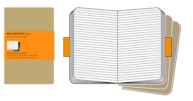 Moleskine Cahier Journal (Set of 3). Pocket. Ruled. Kraft Brown. Soft Cover (3.5 x 5.5): set of 3 Ruled Journals - Image 2